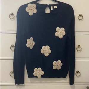 Anthropologie Moth Sweater with Flower Appliqué